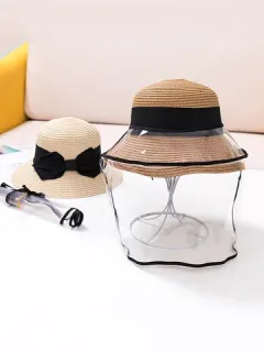 Paja de lazo Sombrero Sol para niños Sombrero Pantalla facial extraíble