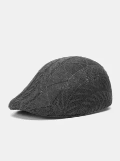 Gorra plana de boina de jacquard de punto para hombre