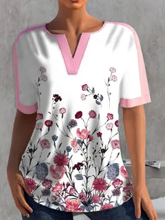 Camiseta de patchwork en contraste con estampado floral