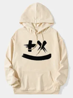 Sudaderas con capucha con estampado de cara de sonrisa de cepillo