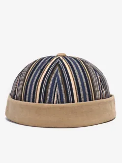 COLLROWN Men & Mujer Stitching Stripe Patrón Gorra de arrendador sin ala