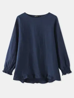 Blusa con volantes en color liso