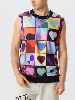 Camiseta sin mangas con gráficos coloridos Corazón