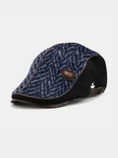 COLLROWN Boina informal de color patchwork con línea de cuero de punto para hombre Sombrero