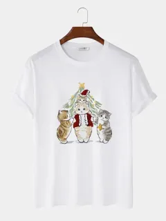 Dibujos animados de Navidad Gato Camisetas