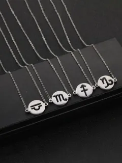 1pcs titanium steel zodiac necklace