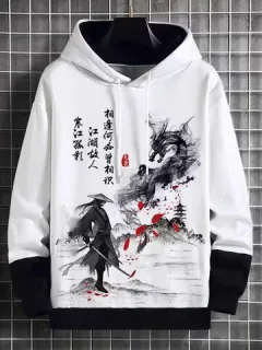 Sudaderas con capucha de paisaje de figuras chinas