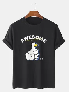 Camisetas con estampado de pato con gesto divertido