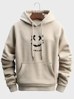 Sudaderas con capucha informales con estampado de sonrisa