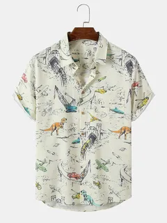 Camisas de Calle Pintadas a Mano con Dinosaurios