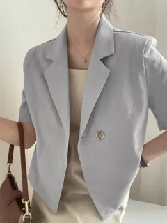 Blazer de manga corta con botones lisos