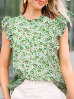 Blusa con volante floral de florecitas Cuello