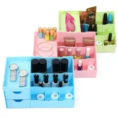 4 Colors Plastic Cosmetics Organizer Remove Compartment Nail Polish Storage Case