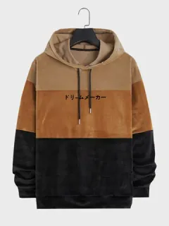 Sudaderas con capucha con bloques de color y estampado japonés