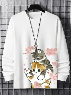 Lindas camisetas con estampado floral Gato