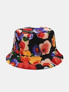 Mujeres y hombres Estampado de superposición floral Patrón Bucket Sombrero