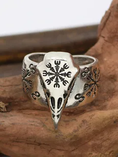 Raven Carved Skull Rings