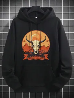 Sudaderas con capucha de paisaje de cabeza de vaca