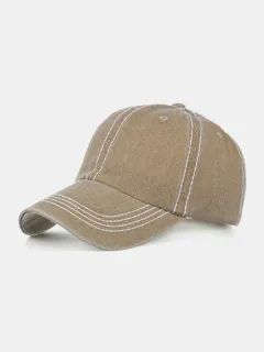 Gorra de béisbol de color liso de algodón lavado para hombre