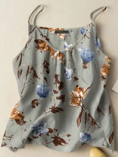 Camisola de espagueti con estampado floral de acuarela