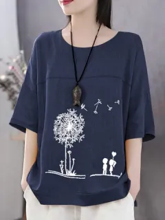 Camiseta casual con estampado de flores