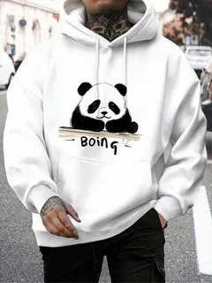 Sudaderas con capucha con estampado de letras Panda