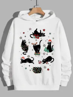 Linda Navidad Gato Sudaderas con capucha