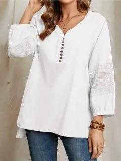 Blusa con botones de punto de encaje liso