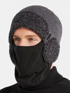 Men's Detachable Mask Ear Head Protection Fabric Hat