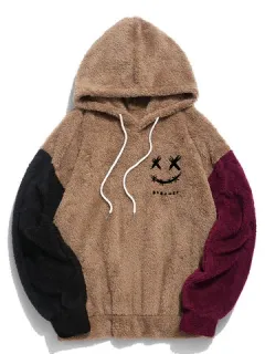 Sudaderas con capucha de felpa bordadas con sonrisa