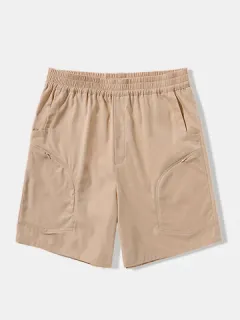 Shorts sólidos con bolsillo con cremallera