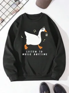 Sudaderas con estampado de eslogan de pato de dibujos animados