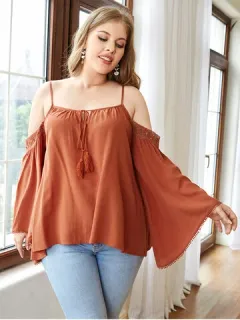 Blusa de hombros descubiertos de talla grande