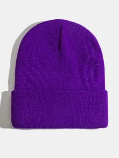 Lana de punto de color liso Sombrero Cráneo Gorra Beanie Caps