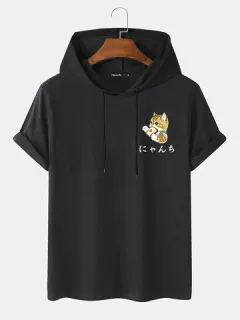 Camisetas con capucha y estampado japonés de gatos