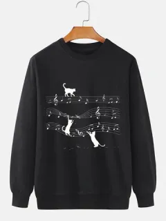 Sudaderas con estampado de notas musicales de gato