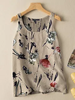 Camiseta sin mangas con estampado floral de acuarela