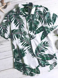 100% Algodón Transpirable Hawaiano Camisa