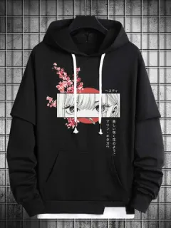 Sudaderas con capucha de patchwork de anime japonés