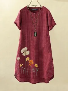 Estampado de flores Dobladillo alto-bajo Vestido