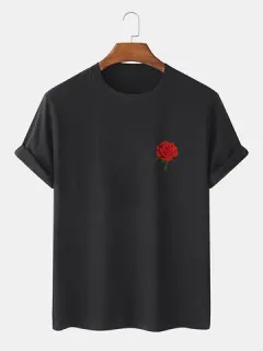 Equipo con estampado de rosas en el pecho Cuello Camisetas