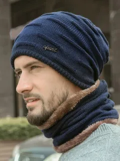 Gorro de punto cálido grueso de terciopelo para hombre Plus Sombrero