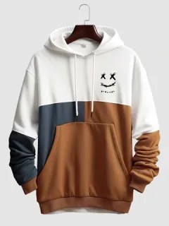 Sudaderas con capucha y bloques de color con estampado de sonrisa