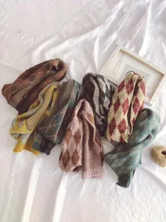 Vintage Style Wool Scarf Warm Knitted Scarf