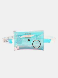 Women Transparent Mini Laser Waist Bag Ring Rectangle Bag