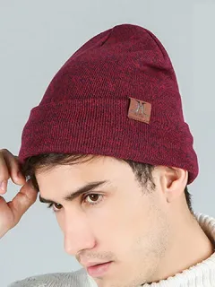 Hombre y Mujer Plus Gorro con decoración de etiqueta de cuero con reborde grueso Sombrero