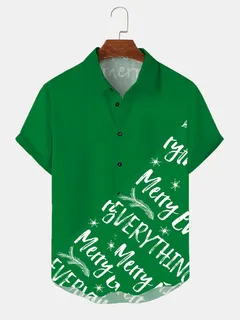 Camisas casuales con estampado de letras navideñas