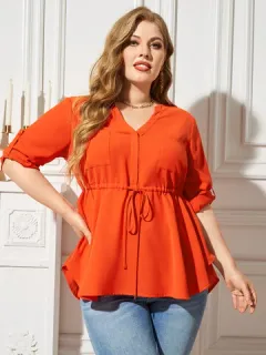 Blusa de cintura con cordón de Halloween de talla grande