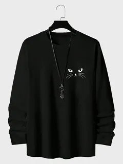 Camisetas con estampado de cara de gato