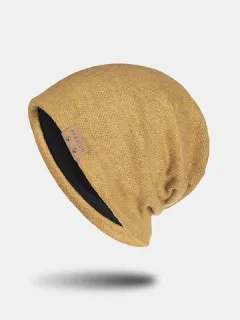 Gorro unisex de piel tejida con etiqueta Sombrero